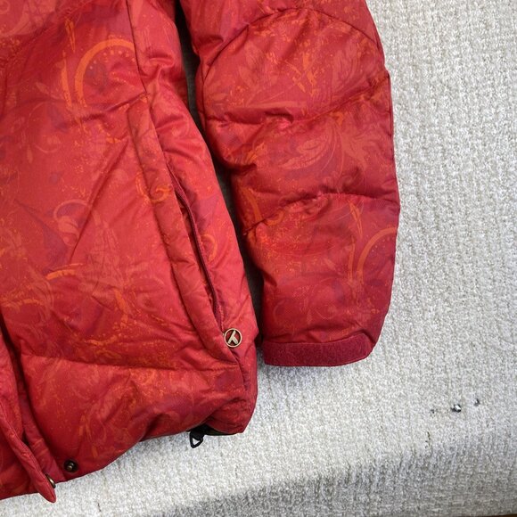 Columbia Titanium 550 Down OrangeRed AOP Floral Ski Parka Jacket Puffer Wom Sz M - Picture 5 of 16
